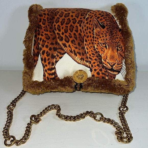 Versace Pillow Talk Silk Wild Leopard Shoulder Bag - Picture 3 of 13